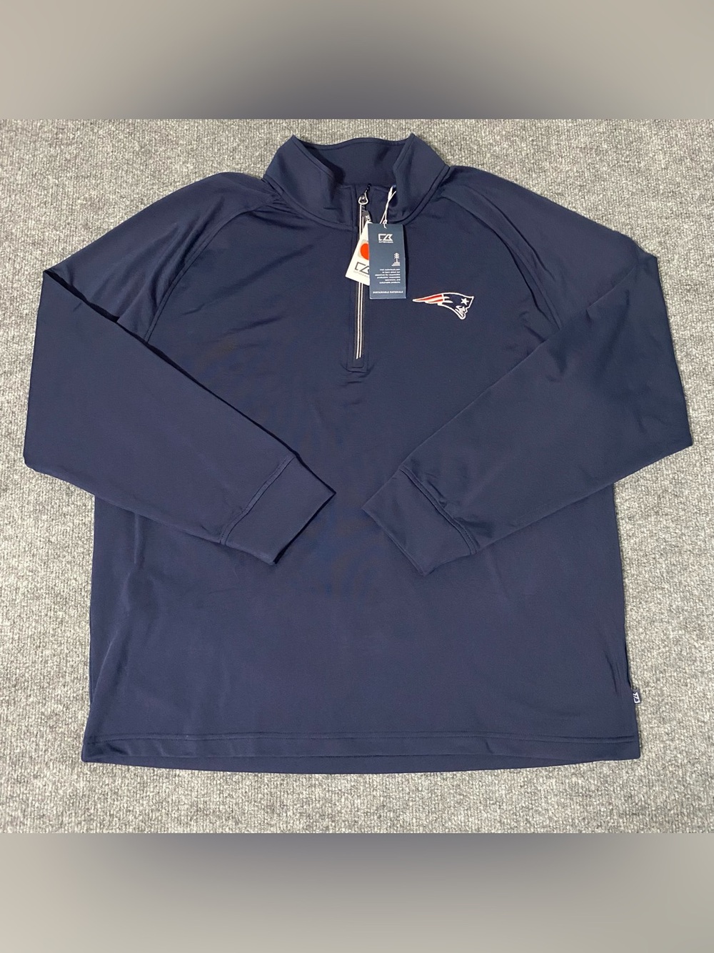 New England Patriots Cutter Buck Adapt Eco Knit 1/4 Zip Pullover Mens 1XB NWT